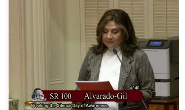 Senator Alvarado-Gil presenting Senate Resolution 100 on the Senate Floor