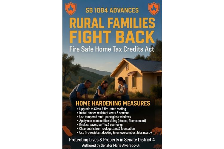 Wildfire Defense Breakthrough: Senator Alvarado-Gil’s SB 1084 Advances to Protect Rural California Homes