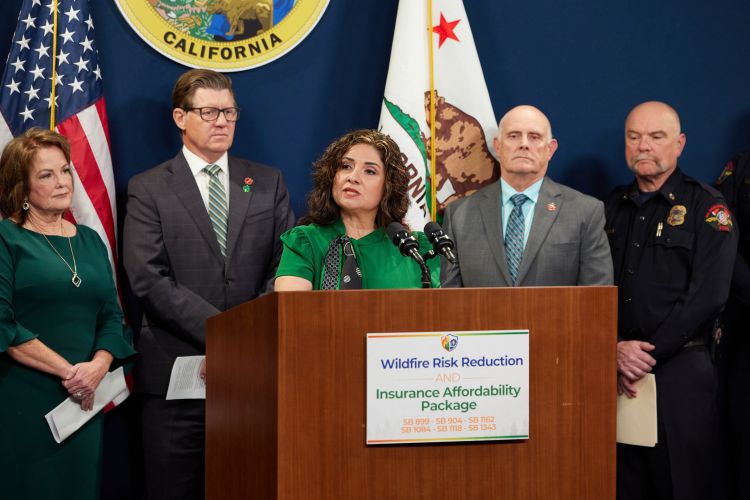 Senator Alvarado-Gil speaks at wildfire bill press conference